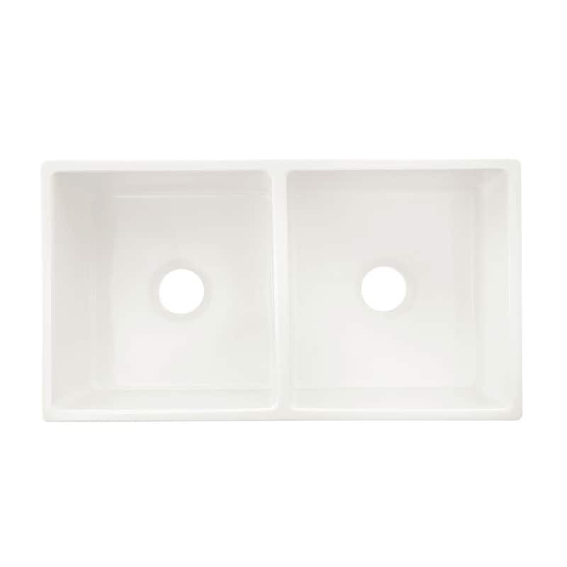 Highpoint Collection Double Bowl Fireclay Farmhouse Sink - 33 x 18 x 10