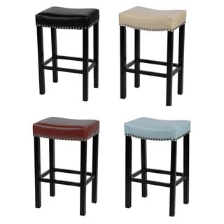 Blue Bar Stools - Shop The Best Deals For May 2017 - Armen Living Tudor Stool Bonded Leather with Chrome Nailheads