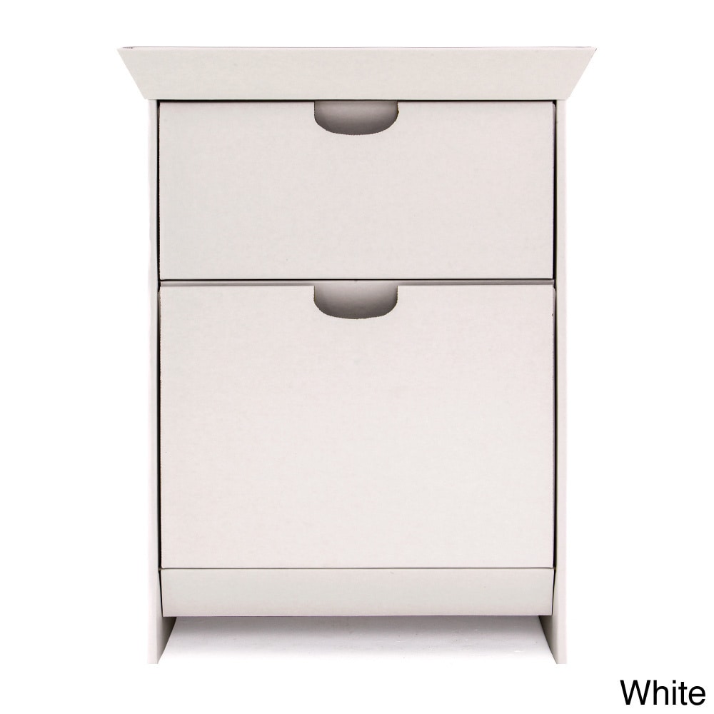 Smartdeco Smartstand High grade Cardboard Nightstand White Size 2 drawer