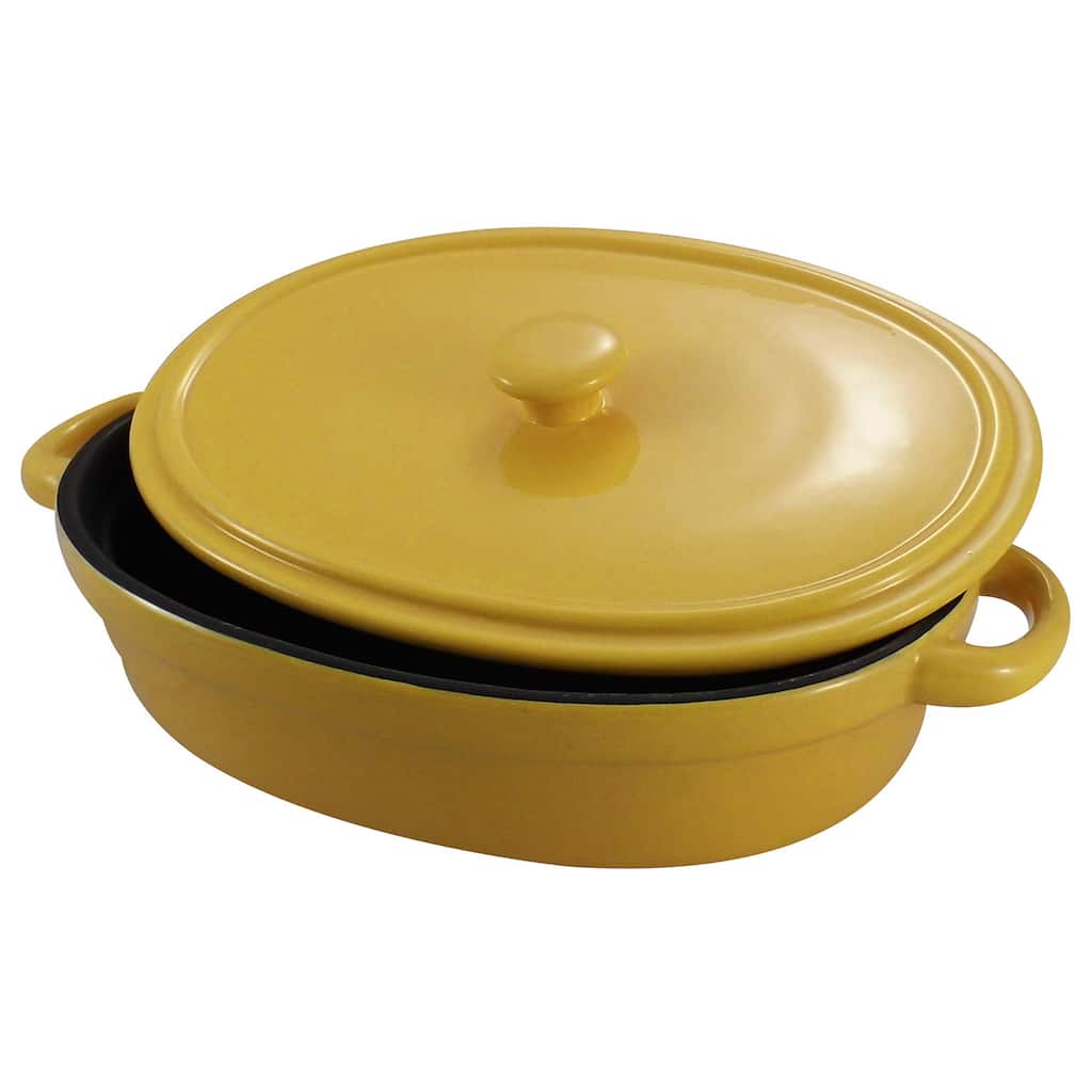 KitchenWorthy Non-Stick Ceramic Oval Baking Dish with Lid