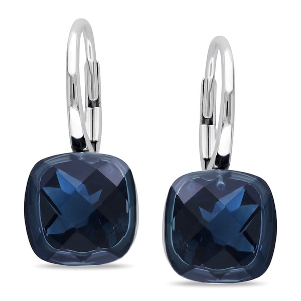 Miadora 14k White Gold London Blue Topaz Earrings