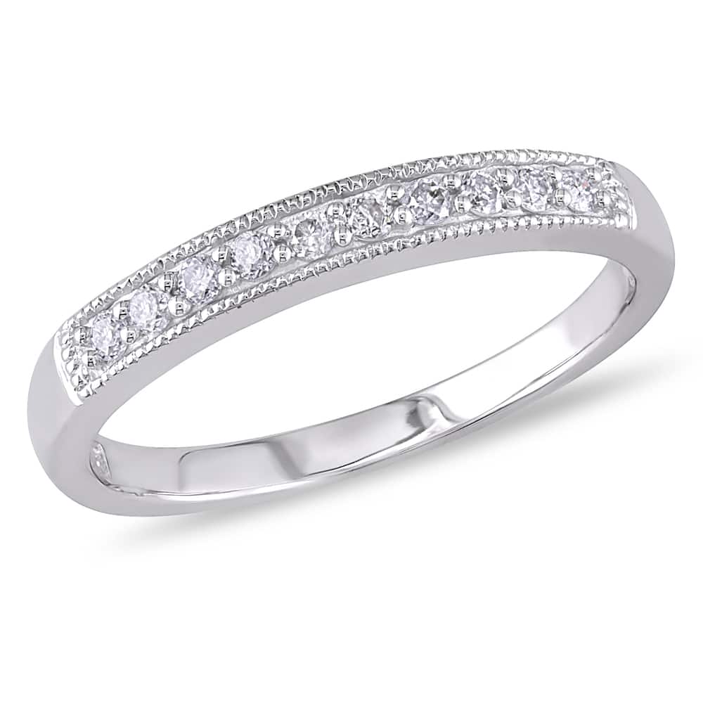 Miadora 10k White Gold 1/10ct TDW Diamond Wedding Band (H-I, I2-I3)