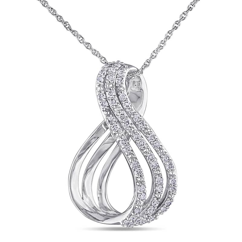 Miadora 10k White Gold 1/4ct TDW Diamond Infinity Necklace