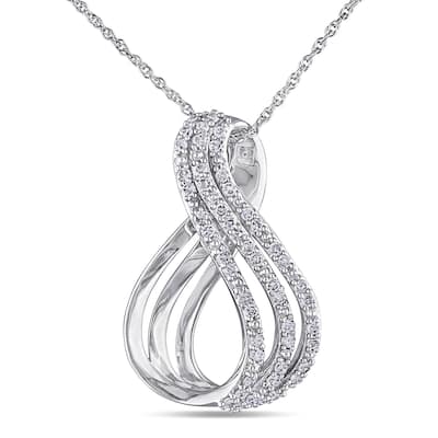 Miadora 10k White Gold 1/4ct TDW Diamond Infinity Necklace