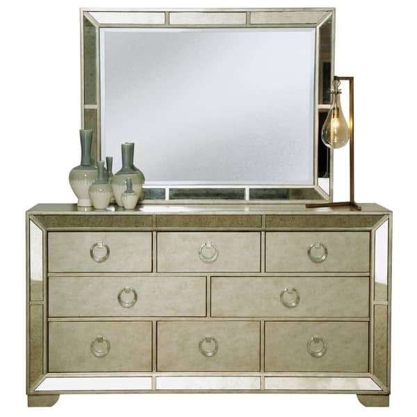 Celine 5 Piece Mirrored And Upholstered Tufted Queen Size Bedroom Set On Sale Overstock 8409729