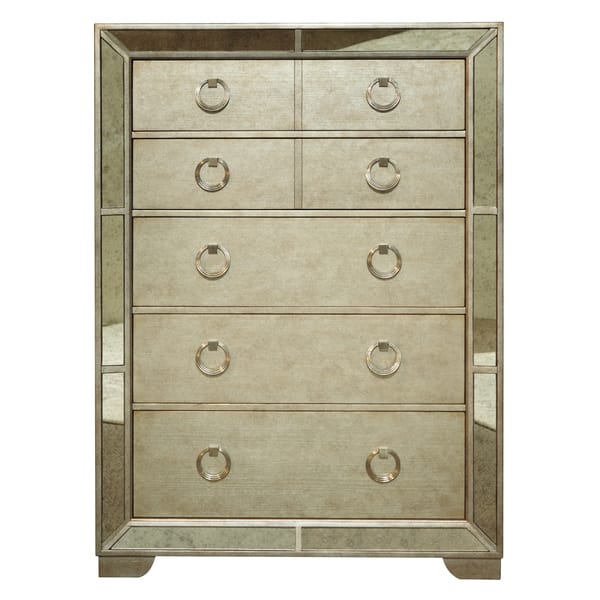 Celine 6 Piece Mirrored And Upholstered Tufted Queen Size Bedroom Set On Sale Overstock 8409730