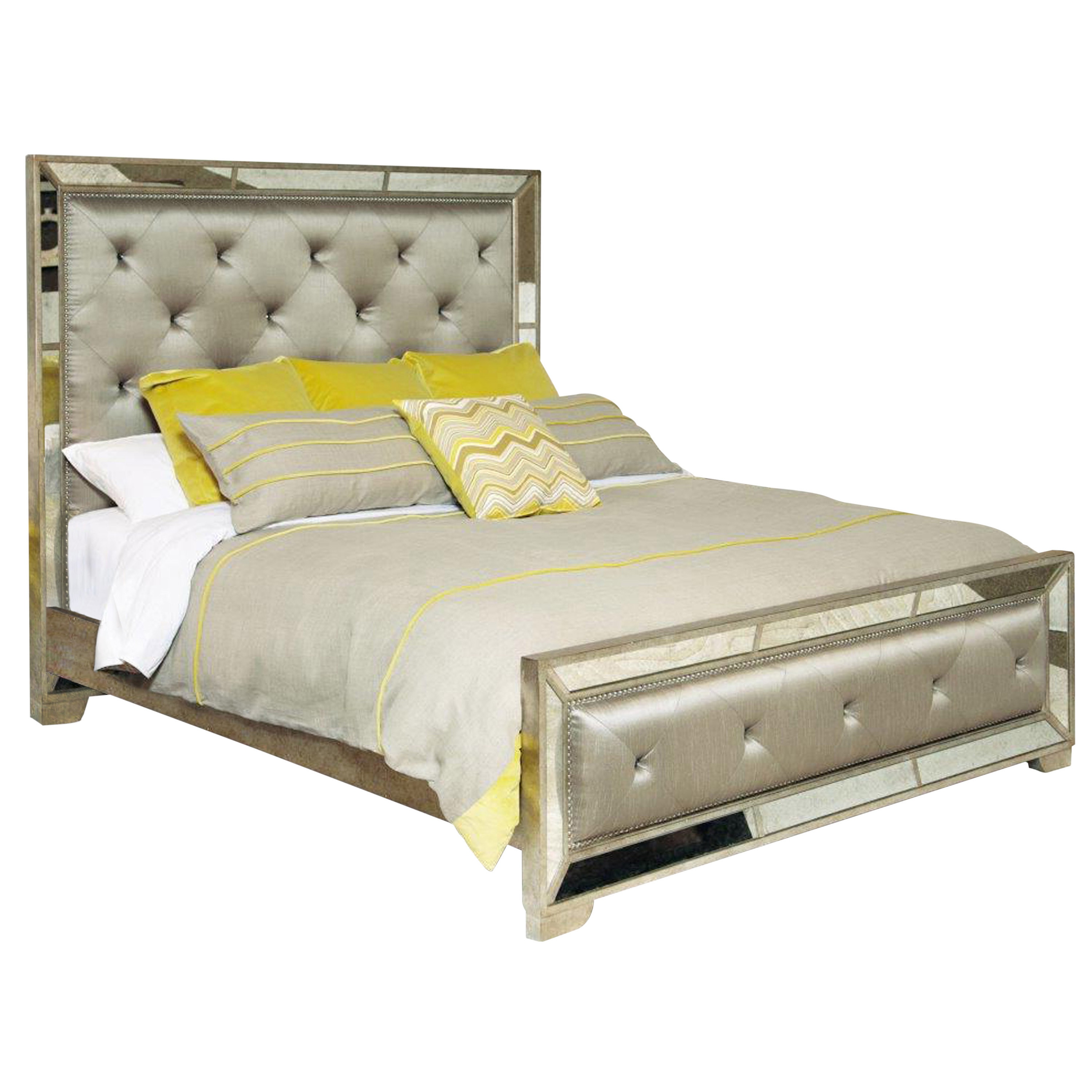 Celine 5 Piece Mirrored And Upholstered Tufted King Size Bedroom Set Overstock 8409731