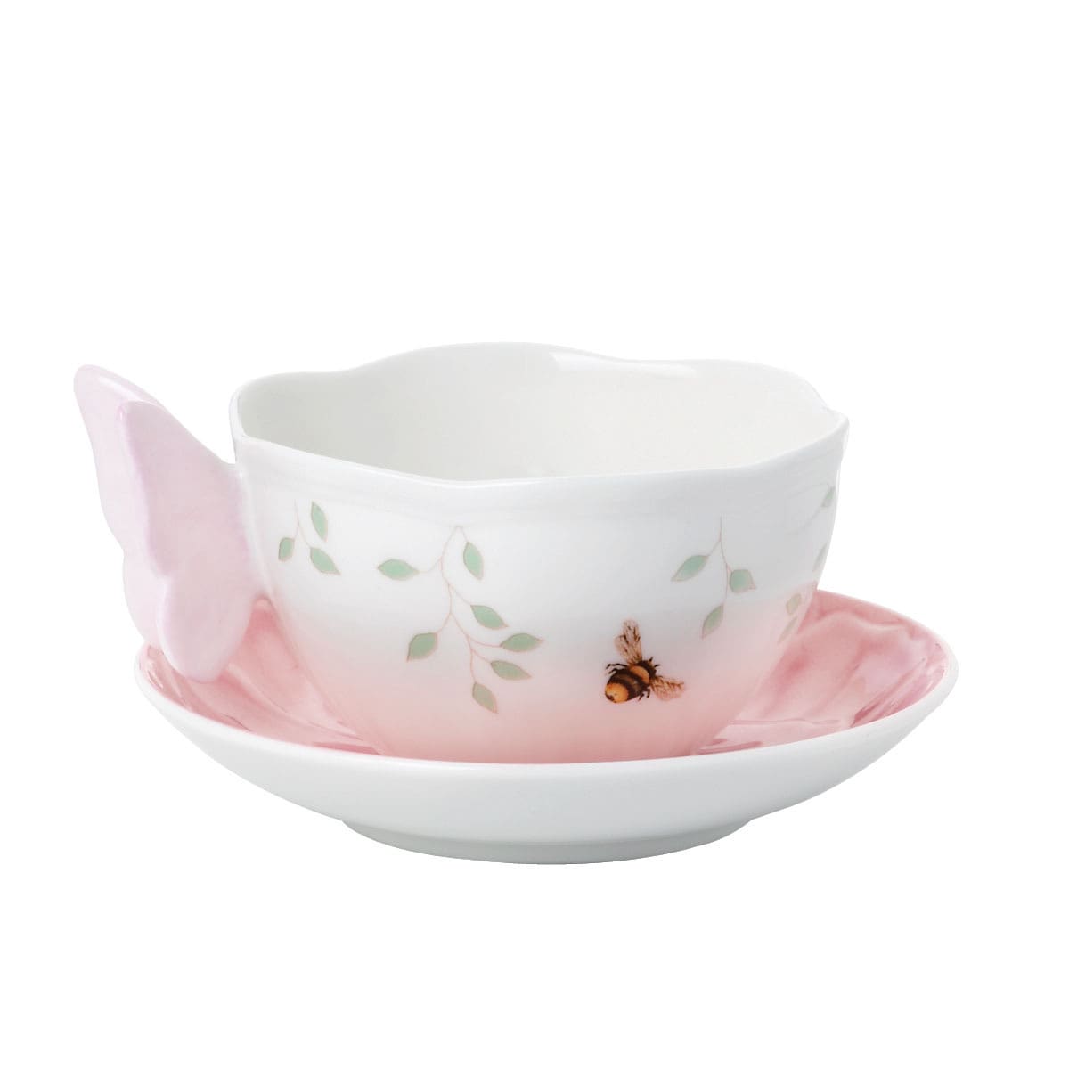 Butterfly Meadow Figural Pink Cup & Saucer Multi