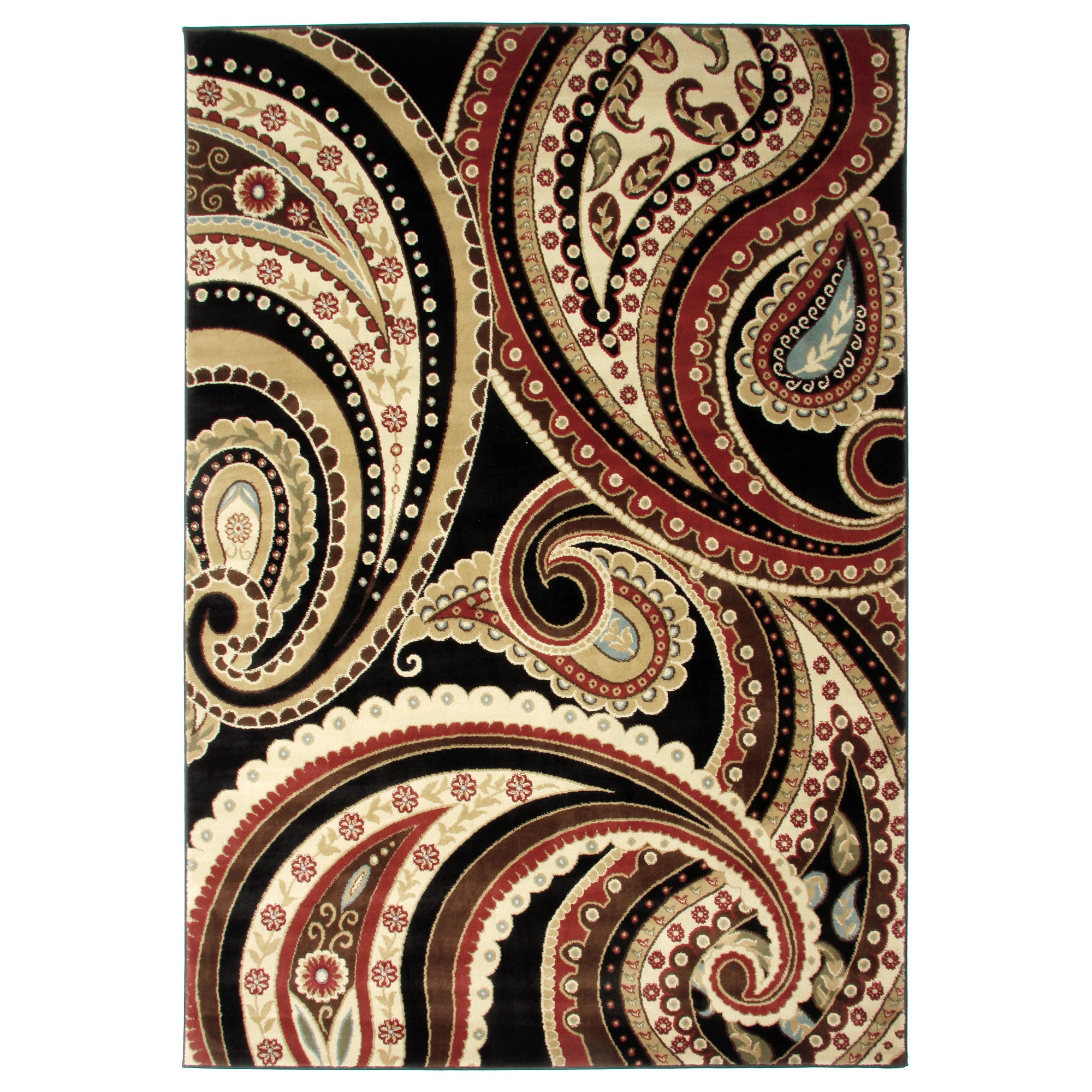 Deco Paisley Ebony Area Rug (53 X 77)