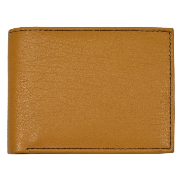 Men's Tan Leather Bi fold Wallet YL Men's Wallets