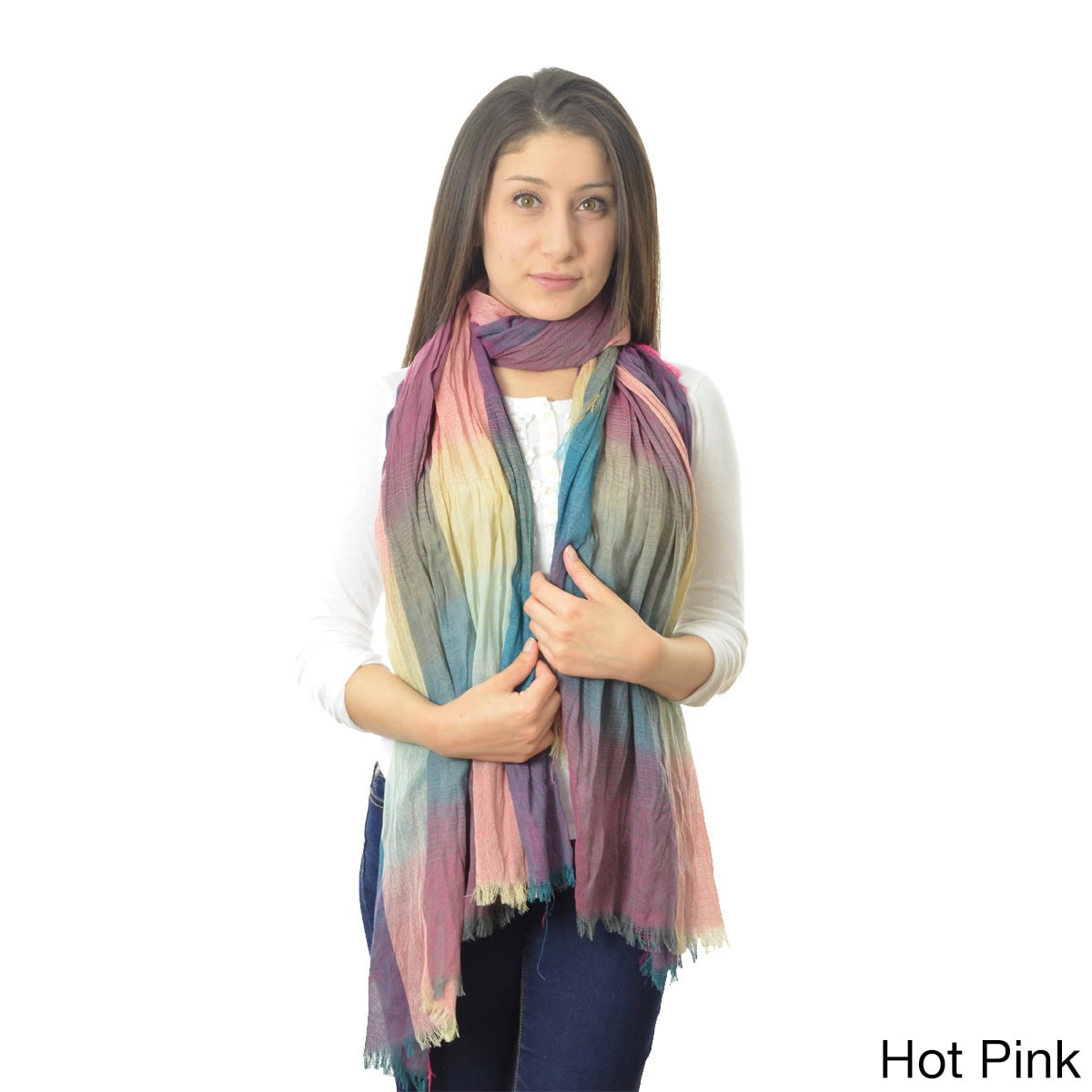 La77 Multicolored Frayed Scarf