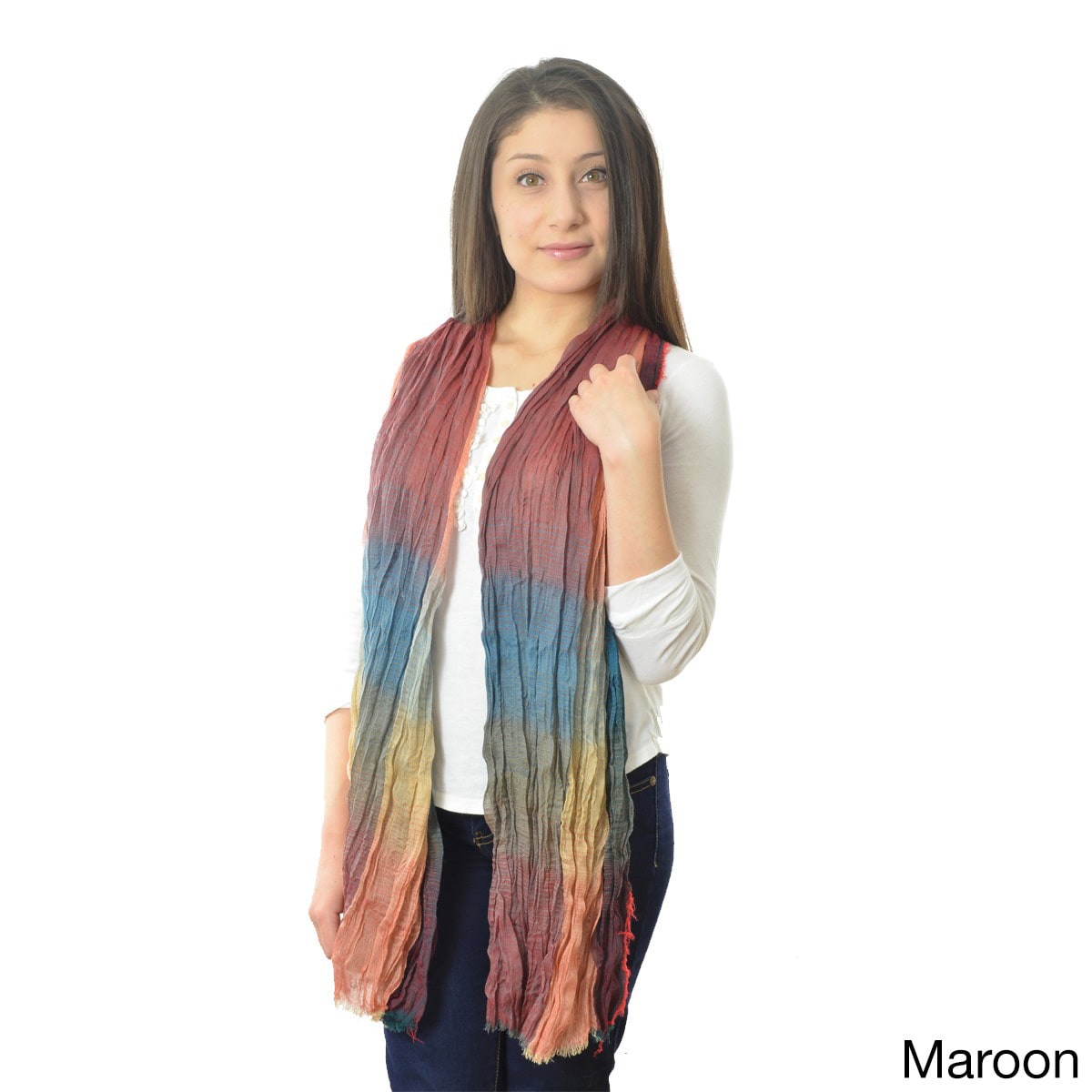 La77 Multicolored Frayed Scarf