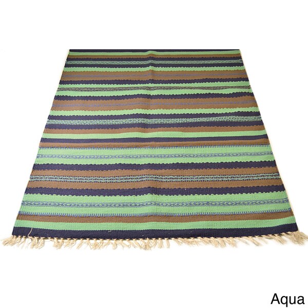 Handwoven 3 x 5 foot Savanna Striped Rug (India)