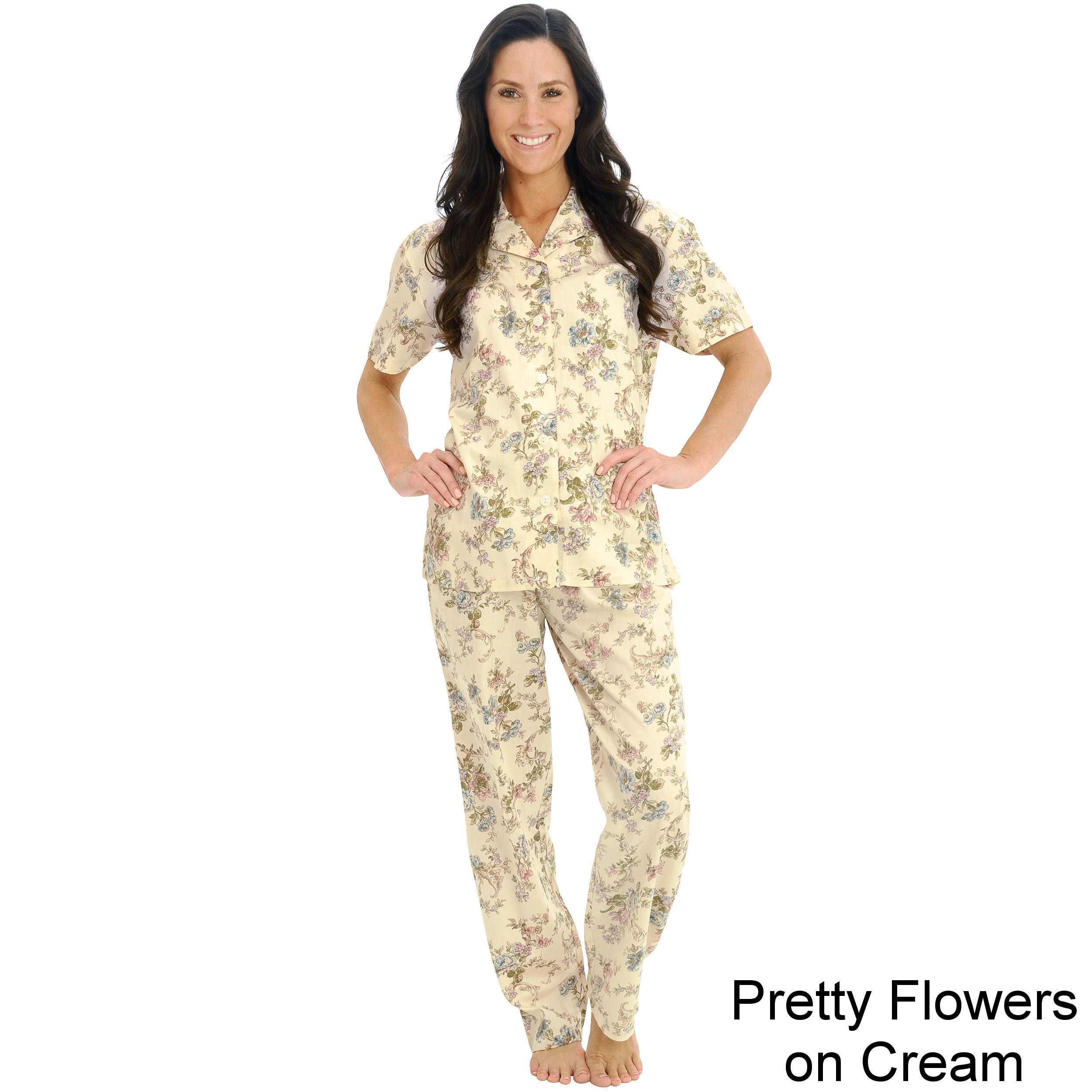 Alexander Del Rossa Del Rossa Womens Woven Cotton Top And Pants Pajama Set Other Size M (8  10)