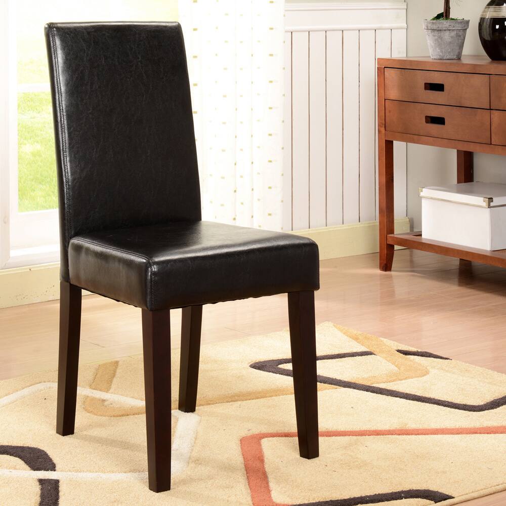 K&B Black Leatherette Parson Chairs (Set of 2)