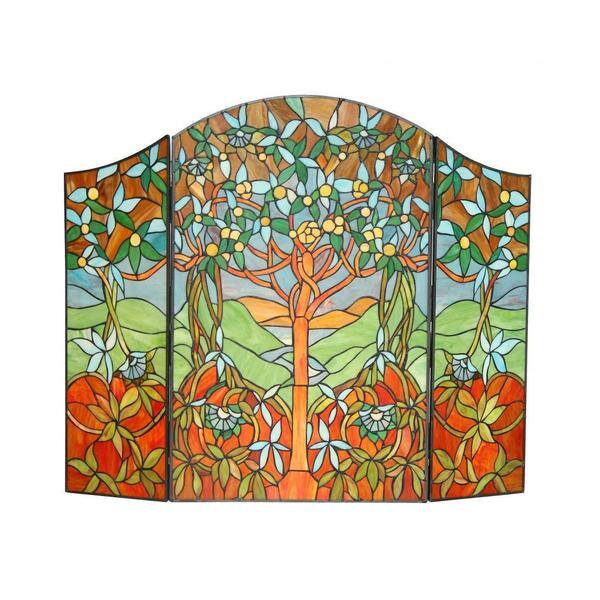 Shop Tiffany Style Tree Of Life Fireplace Screen Free Shipping