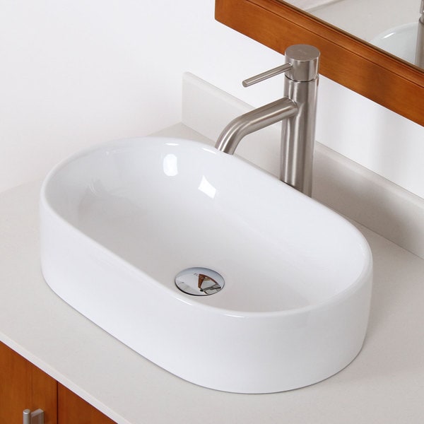 Shop Elite High Temperature Grade A Ceramic Oval Bathroom Sink/ Faucet
