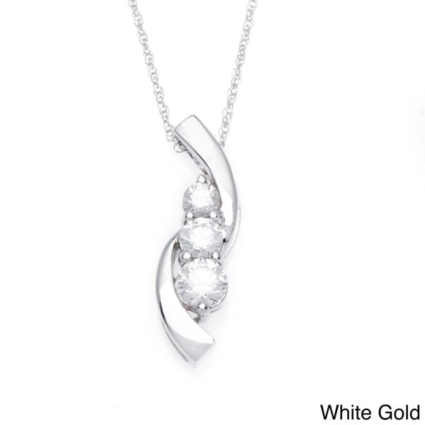 Miadora 10k White Gold 1/2ct TDW Diamond Journey Necklace (G H, I2 I3)