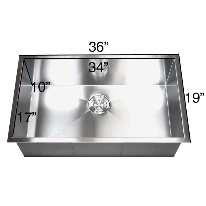 36 Inch Stainless Steel Undermount Single Bowl Kitchen Sink with Drain Board