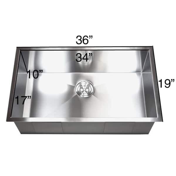 36-inch Stainless Steel Single Bowl Undermount Zero Radius Kitchen Sink ...