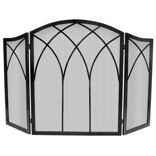 Shop Napoleon Black Arched 3 Part Folding Fireplace Screen Free