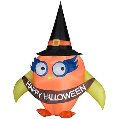 Halloween Airblown Inflatable Owl with Banner