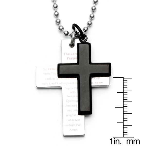 Fashion Necklaces Pendants Jewelry Watches Stainless Steel Black Prayer Two Tone Double Cross Pendant Free Ball Chain Myself Co Ls - goth cross choker necklace roblox