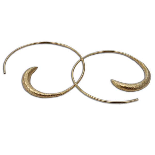 Handmade Brushed Matte Gold Vermeil Spiral Hoop Earrings India Handmade Brushed Matte Gold Vermeil Spiral Hoop Earrings India