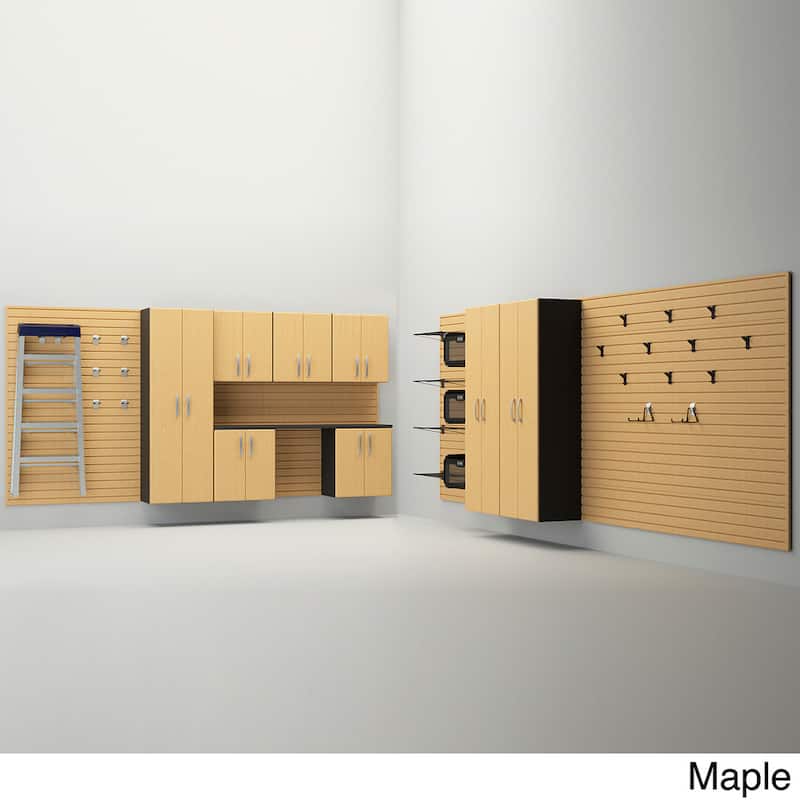 36 Piece Slatwall Panel, Cabinet, Hook, Bin, Shelf and Workstation Storage Set