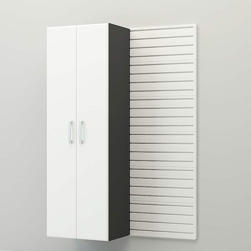 36 Piece Slatwall Panel, Cabinet, Hook, Bin, Shelf and Workstation Storage Set