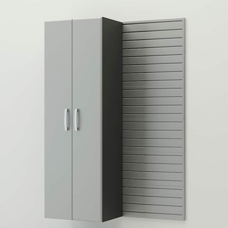 36 Piece Slatwall Panel, Cabinet, Hook, Bin, Shelf and Workstation Storage Set