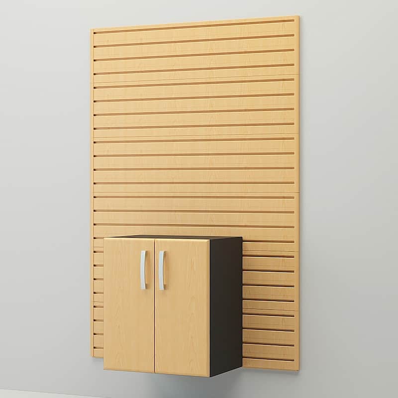 36 Piece Slatwall Panel, Cabinet, Hook, Bin, Shelf and Workstation Storage Set
