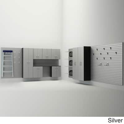 36 Piece Slatwall Panel, Cabinet, Hook, Bin, Shelf and Workstation Storage Set
