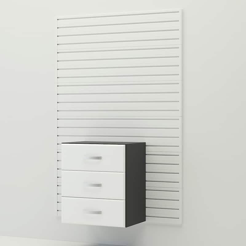 36 Piece Slatwall Panel, Cabinet, Hook, Bin, Shelf and Workstation Storage Set
