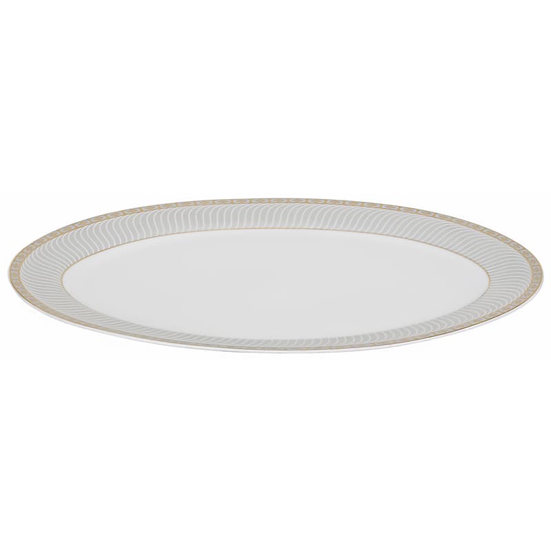 Lorren Home Trends 57-piece Porcelain Gold Accent Dinnerware Set