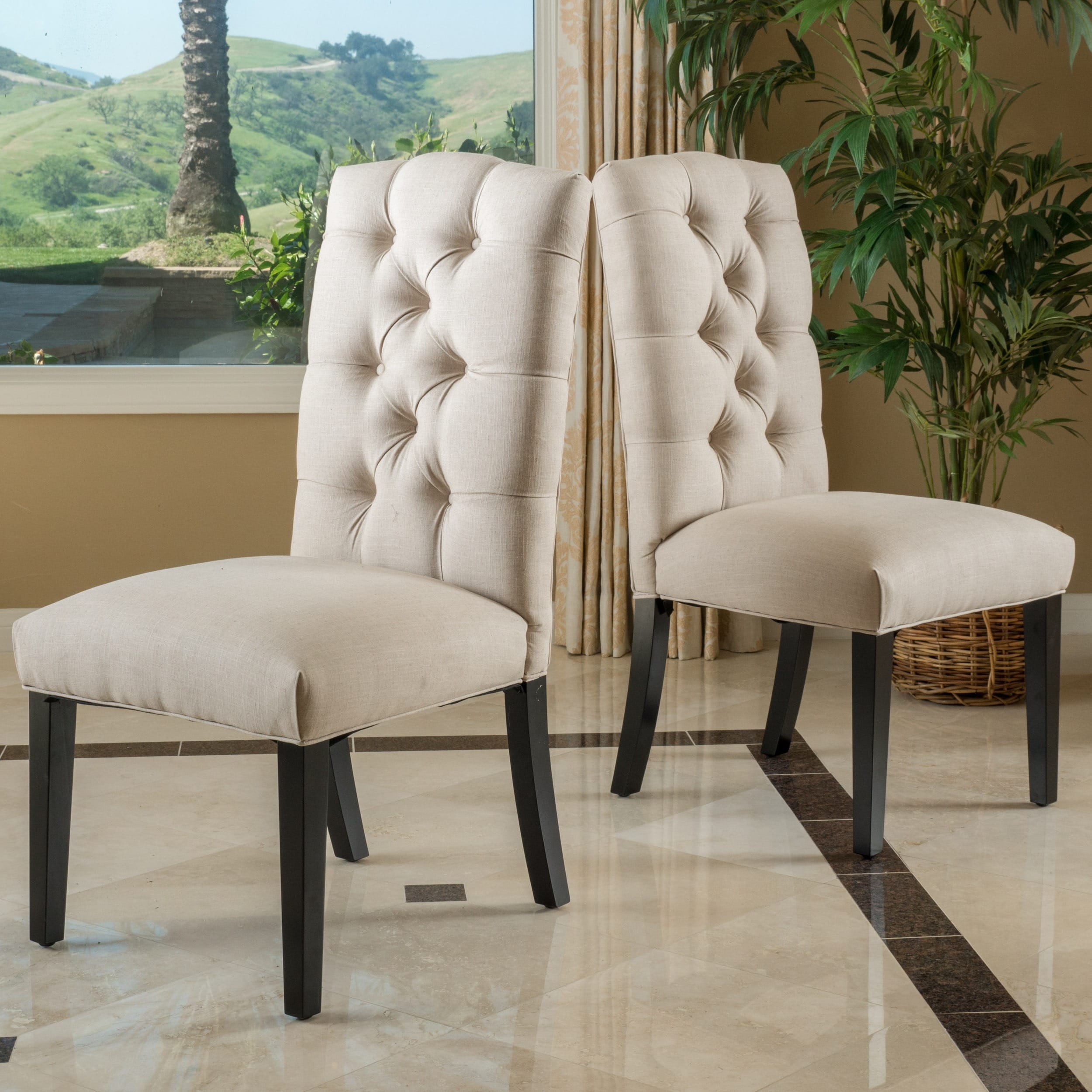 Berlin Tufted Fabric Dining Chair Set Of 2 By Christopher Knight Home Overstock 8418972