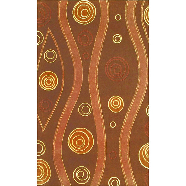 CItadel Brown/ Peach Wool Area Rug (5 x 8)