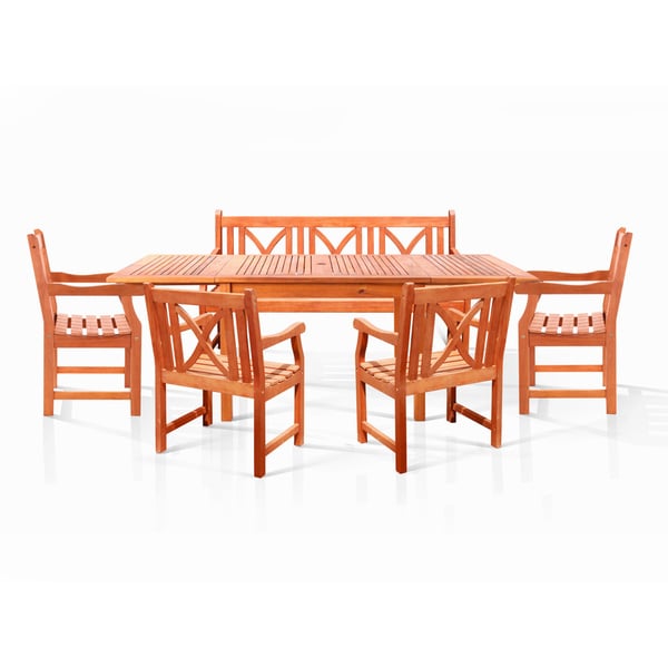 Bana Dining Set with Large Rectangular Table, 3 seater Bench and 4 Armchairs Vifah Dining Sets