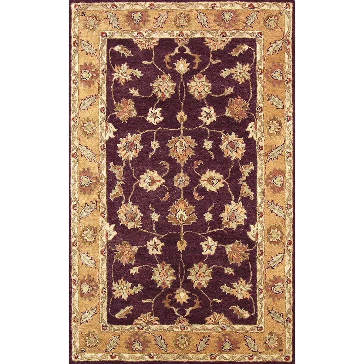 Golden Burgundy/ Gold Wool Area Rug (36 X 56)