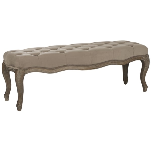 Ramsey Mushroom Taupe Cotton Fabric Bench Safavieh Benches