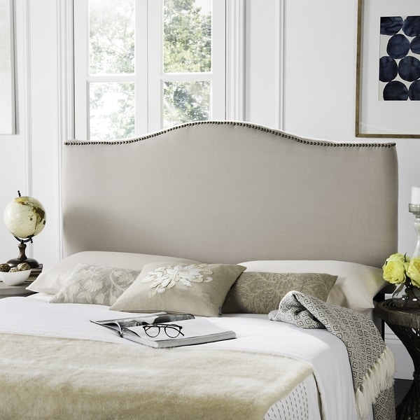 Shop Safavieh Jeneve Taupe Linen Upholstered Camelback Headboard ...