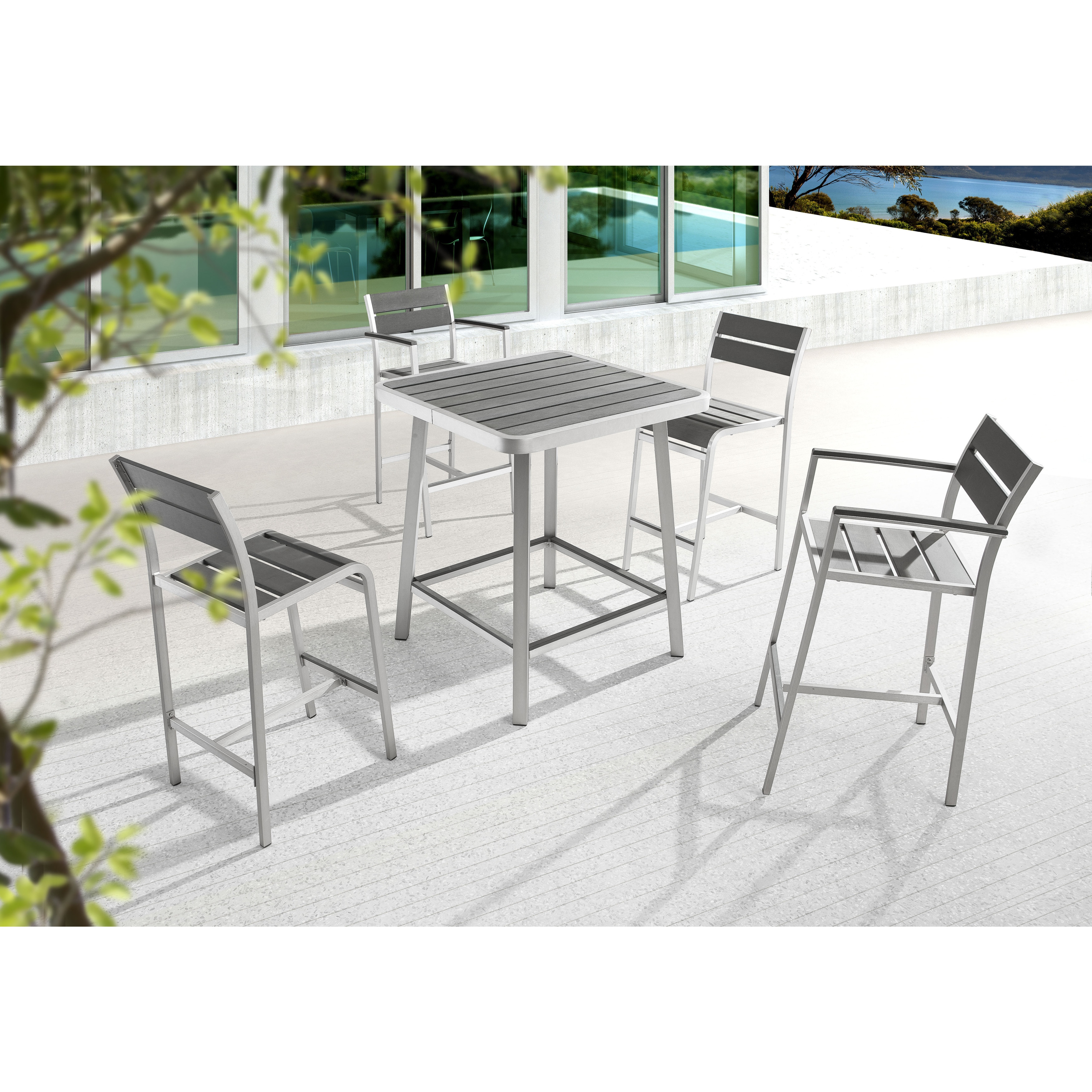 Megapolis Grey Brushed Aluminum Bar Chair