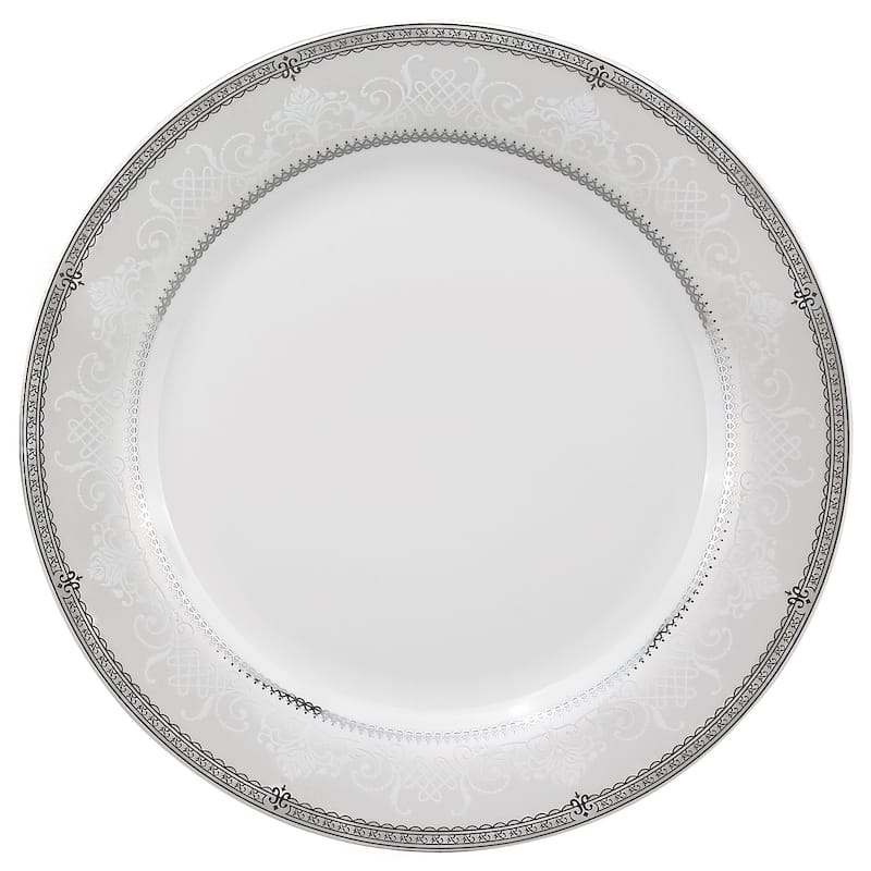Lorren Home Trends 57-piece Porcelain Dinnerware Set with Silver Accent