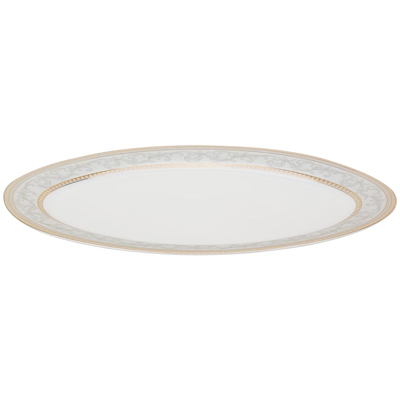 Lorren Home Trends 57-piece Porcelain Dinnerware Set with Gold Accent