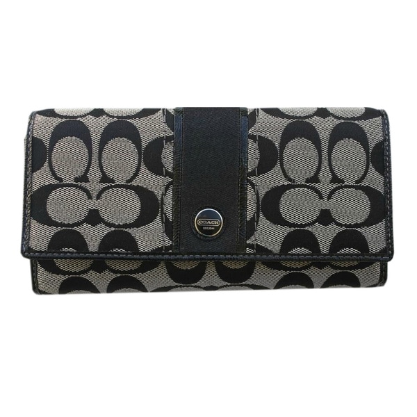 Shop Coach Black Jacquard Print Signature Checkbook Wallet - Free Shipping Today - Overstock ...