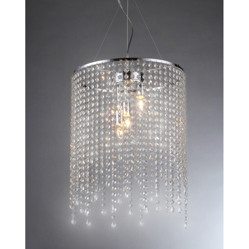 Falls Crystal Chandelier (ClearFixture finish ChromeMaterials CrystalNumber of lights One (1)Requires  One (1) 60 watt bulb (not included)Shade dimensions 16 inches high x 16 inches wide x 6 inches long This fixture does need to be hard wired. Profes