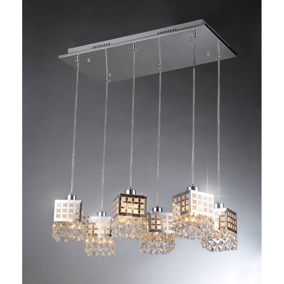 Dice 6-light Crystal/ Chrome Chandelier (Dice Crystal Chandelier) - Chandeliers For Bedrooms by Overstock.com