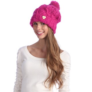 Chaos Women's Pink Chunky Knit Pom Beanie - Free Shipping ...