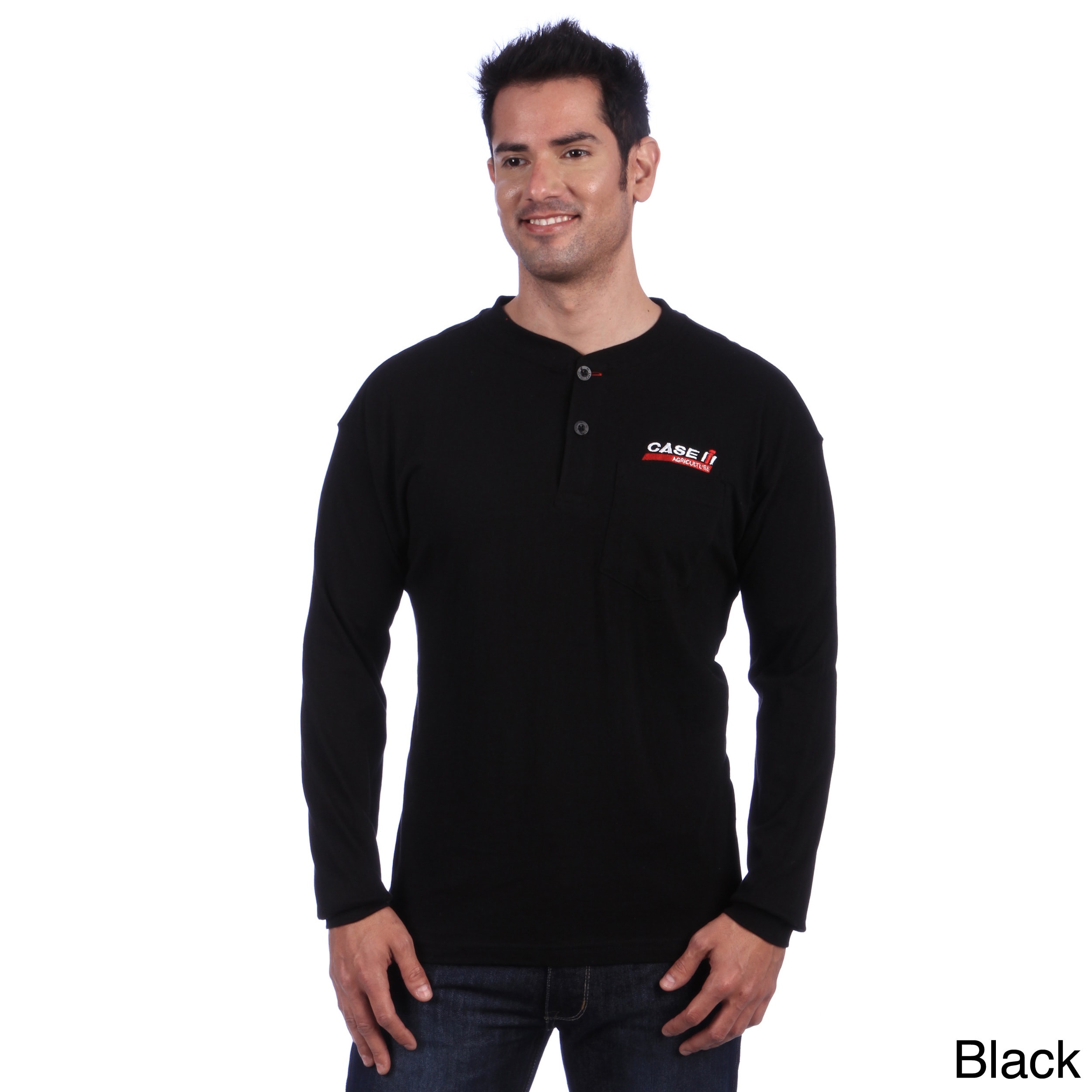 Case Ih Case Ih Mens Embroidered Knit Henley Black Size M