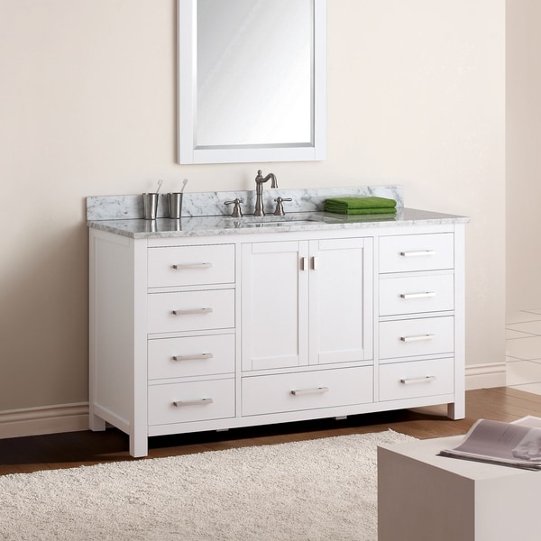 Avanity Modero 61-inch Single Vanity in White Finish with Sink and Top ...